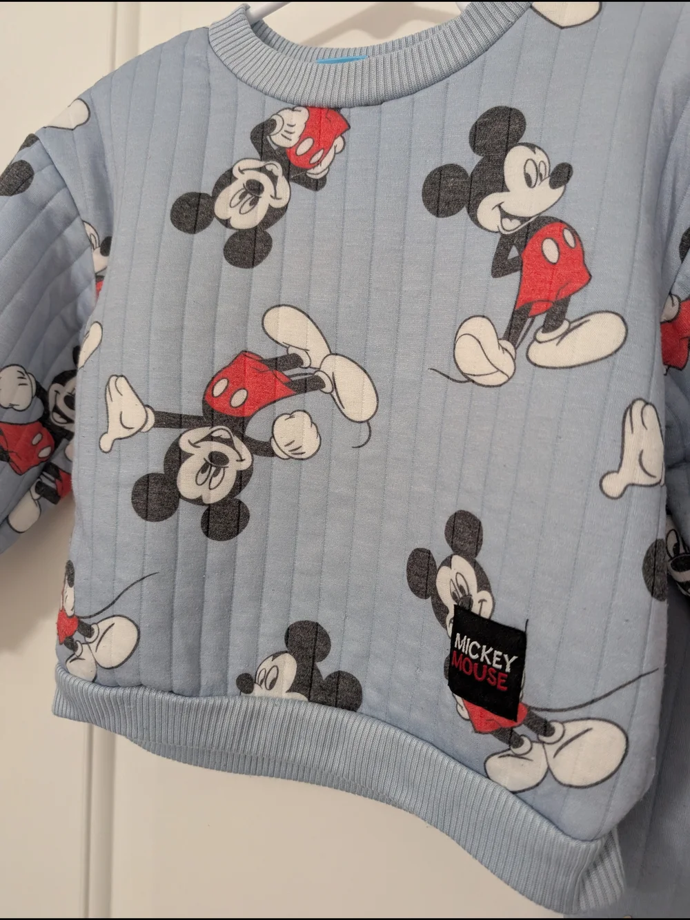 Disney Mickey Mouse Light Blue Ribbed Sweatshirt And Jogger Set